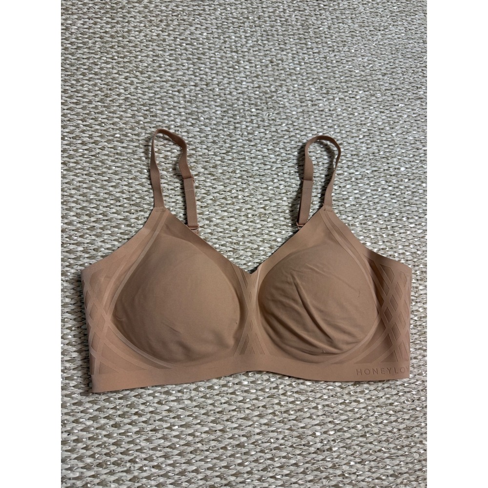 Honeylove Crossover Bra Tan Nude Wireless Seamless Support Size L 38B/C LWBR0201